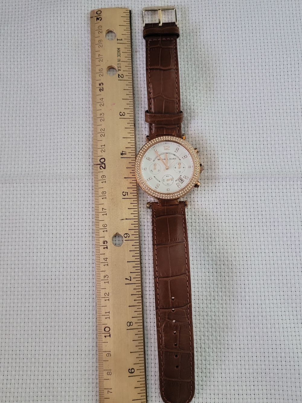 Michael Kors Brown Leather Strap Watch with Rose Gold Case